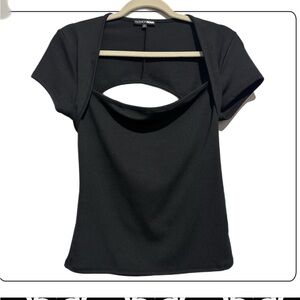 Fashion Nova Black Cutout Short Sleeve Top